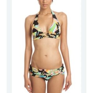 Trina Turk Tahitian Bikini Set Women's Sz 10/12 Triangle Top Bottom Y2K Swimsuit